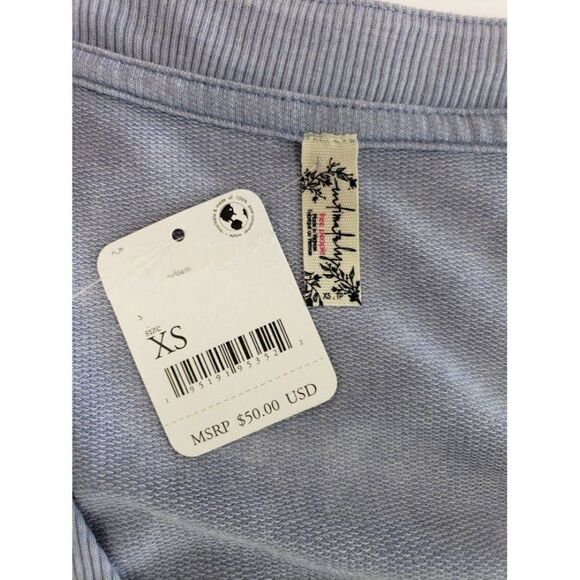 Free‎ People Oversized Tank Top Women's XS Blue Wide-Armholes Relaxed-Fit NEW - Picture 4 of 11